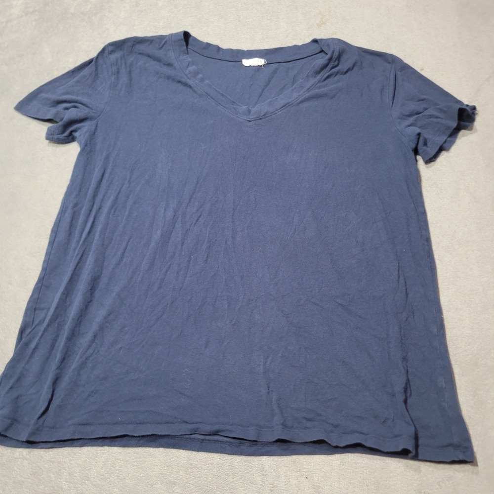 St. John's Bay T-Shirt Womens 3X Navy Blue V-Neck Short Sleeve Basic Stretch Tee
